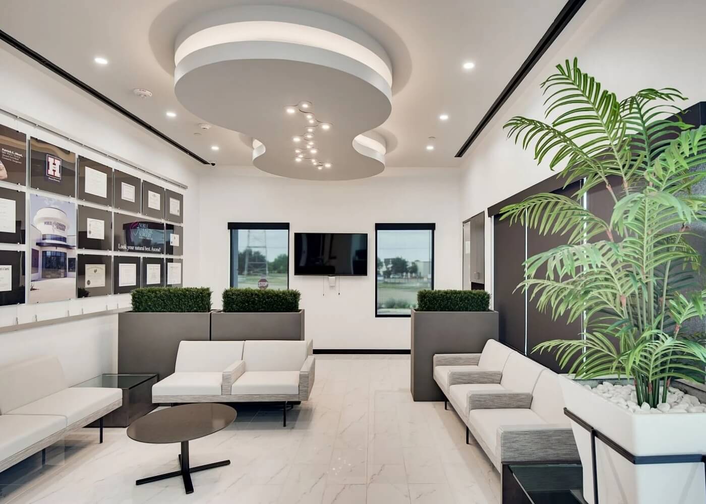 Modern cosmetic surgery office of Dr. Obasi in Plano TX featuring a clean, luxury patient consultation space and advanced treatment environment